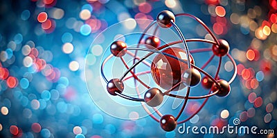 red atom made molecules and bokeh background red atom made molecules background Nano Physics Particle Generative AI Stock Photo