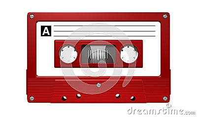 Red Audio Cassette Tape Stock Photo