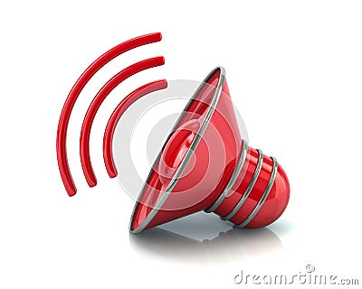 Red audio speaker volume icon 3d illustration Cartoon Illustration