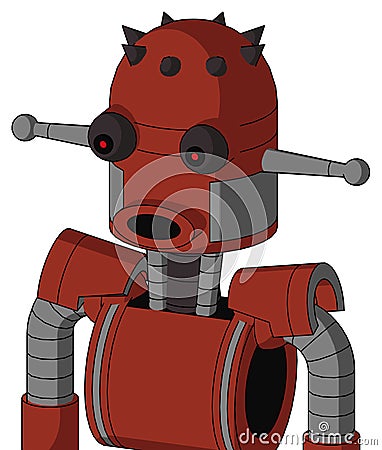 Red Automaton With Dome Head And Round Mouth And Red Eyed Stock Photo