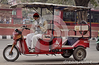 Red autorickshaw Editorial Stock Photo