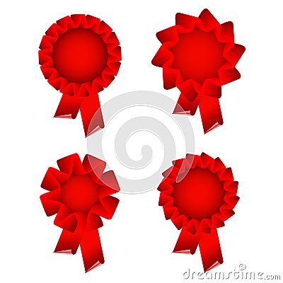 Red award ribbon rosette Vector Illustration