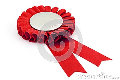 Red award ribbons badge Stock Photo