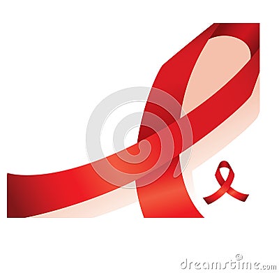 Red Awareness Ribbon Background Vector Illustration