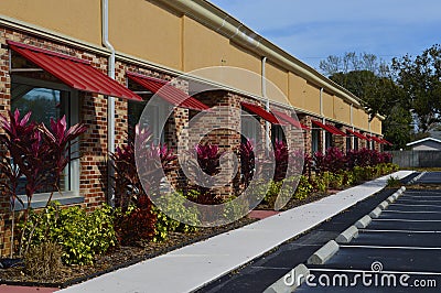 Red Awnings Stock Photo