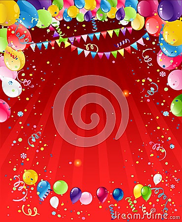 Red bacground with balloons Vector Illustration