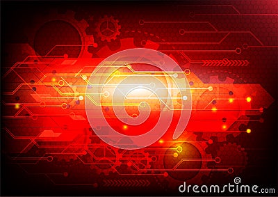 Red background and gears abstract technology. vector illustration Vector Illustration