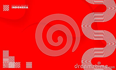 Red background with geometric waving lines and simple pattern design in simple shadow Vector Illustration
