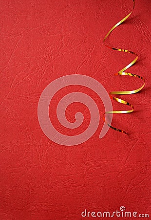 Red background with golden streamer Stock Photo