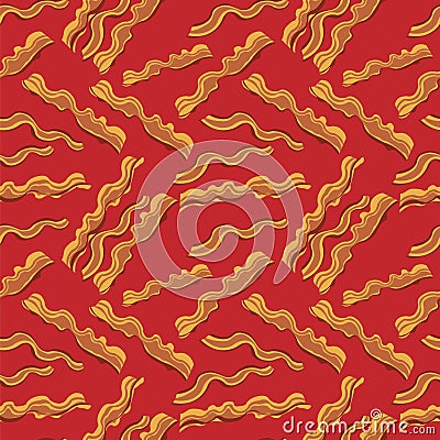 Red bacon vector textile print food seamless pattern. Vector Illustration