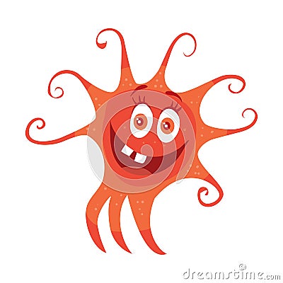 Red Bacteria Cartoon Vector Character Icon Vector Illustration