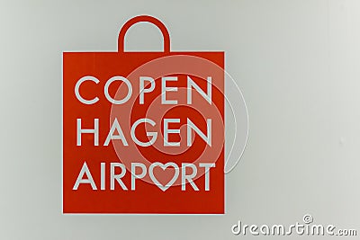 Red bag as a symbol for Copenhagen Airport Editorial Stock Photo