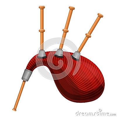 Red bagpipes icon, cartoon style Vector Illustration