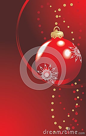 Red ball with Christmas tinsel Vector Illustration