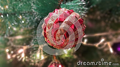 Red ball for cristmas tree decoration Stock Photo