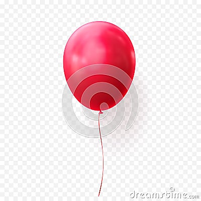 Red balloon vector transparent background glossy realistic baloon for Birthday party Vector Illustration