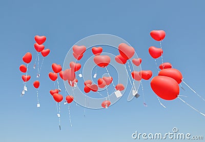 Red balloons with the messages Stock Photo