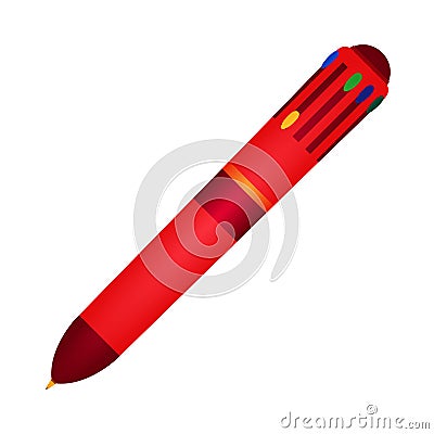 Red ballpoint pen with several colored cores Stock Photo