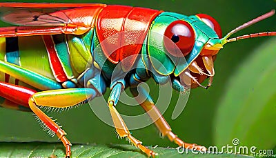 Red-banded Leafhopper candy-striped cartoon character Cartoon Illustration