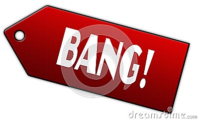 Red BANG label. Stock Photo