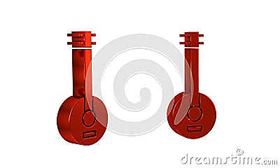 Red Banjo icon isolated on transparent background. Musical instrument. Stock Photo