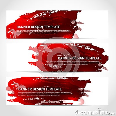 Red banners watercolor imitation background Vector Illustration