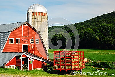 Red Barn Green Moutnains Editorial Stock Photo