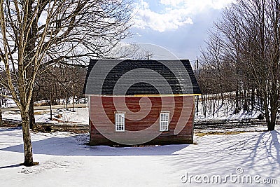 Red Barn with New Roof. Stock Photo