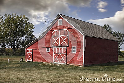 The Red Barn at the Welk Family Farm Stock Photo