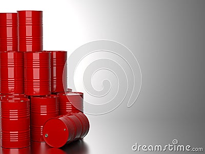 Red Barrels for Oil . Stock Photo