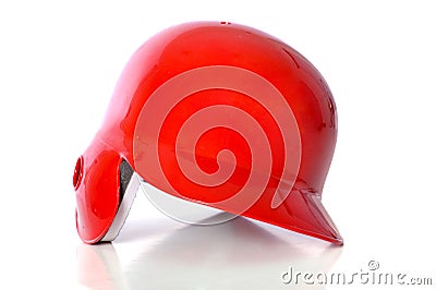 Red Baseball Helmet Stock Photo