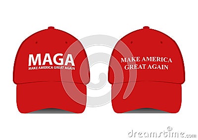 Red Baseballcap with slogan in front Vector Illustration