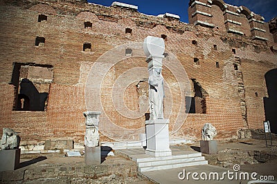 The Red Basilica ruins in Bergama, Turkey. Temple of the Egyptian Gods Editorial Stock Photo