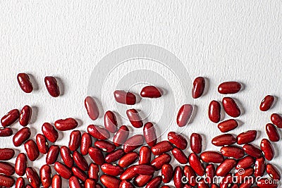 Red beans beautifully laid out on a white background. Vegetarian food Stock Photo