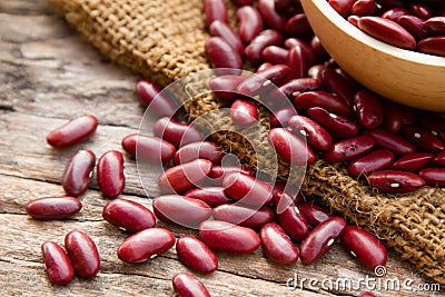 Red beans on rustic organic farm Stock Photo