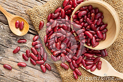 Red beans on rustic organic farm Stock Photo