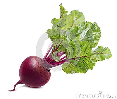 Red beet root with leaves isolated on white background Stock Photo