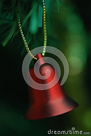 Red bell Christmas tree decoration Stock Photo