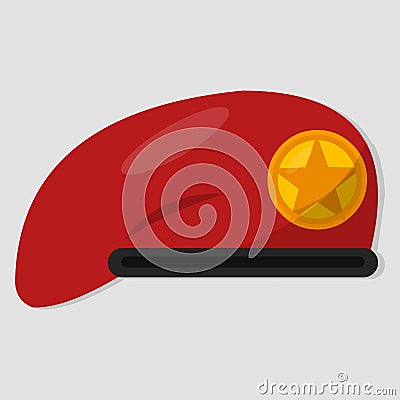 Red beret for military equipment isolated vector illustration Vector Illustration