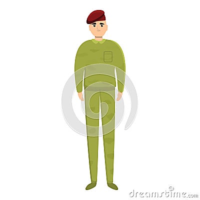 Red beret military uniform icon, cartoon style Vector Illustration