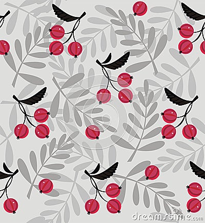 Red berries a seamless pattern Stock Photo
