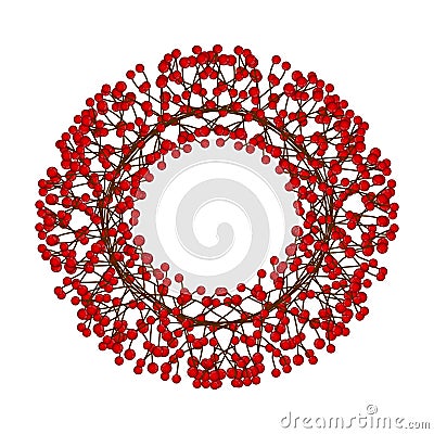 Red Berry Christmas Wreath isolated on White Background. Vector Illustration Vector Illustration