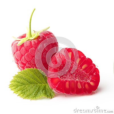 Red berry raspberry isolated Stock Photo