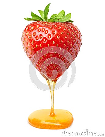 Red berry strawberry with caramel or honey Stock Photo