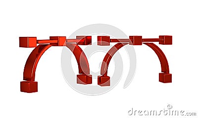 Red Bezier curve icon isolated on transparent background. Pen tool icon. Stock Photo