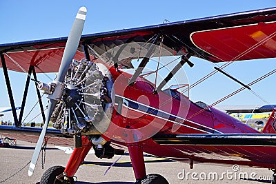 Red Bi-Plane Stock Photo
