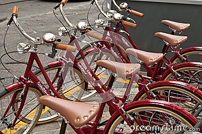 Red bicycles Editorial Stock Photo