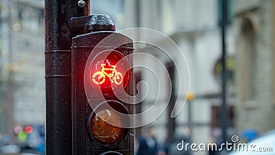 Red Bike or Cycle traffic light on the street Stock Photo