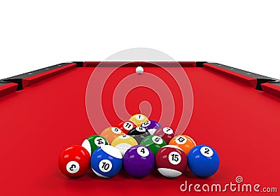 Red Billiard Table Stock Photo