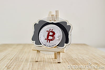 Red bitcoin coin Stock Photo